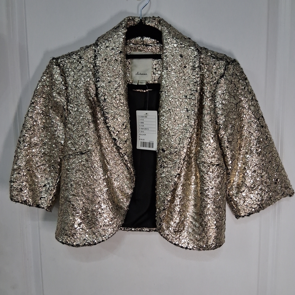 Anthropologie Metallic Sequin Blazer